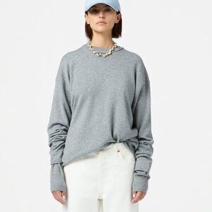 Guest In Residence Oversized Crew Cashmere Sweater Size S Heather Grey NEW W TAG
